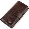 Вертикальний гаманець з натуральної коричневої шкіри з тисненням CANPELLINI (2421839) - 1