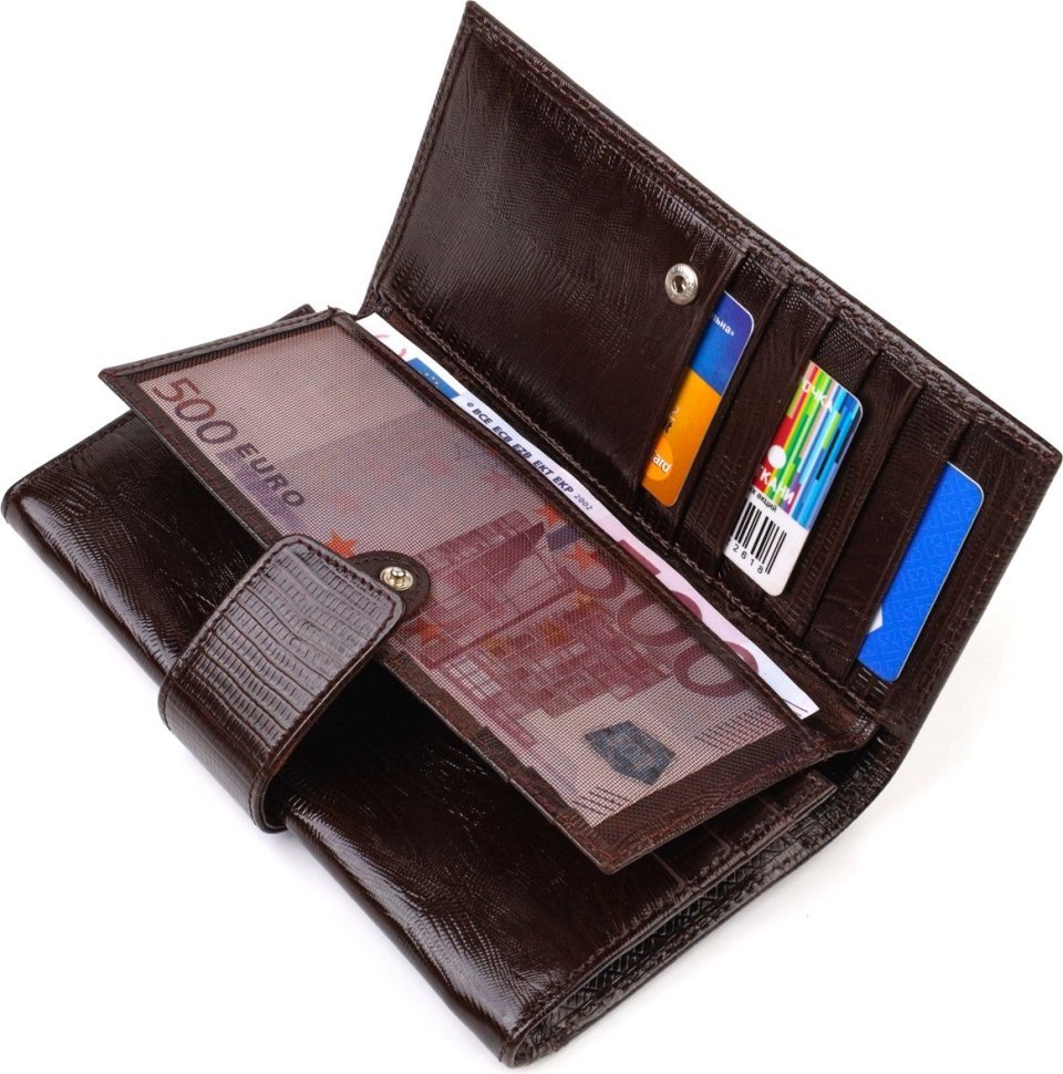 Вертикальний гаманець з натуральної коричневої шкіри з тисненням CANPELLINI (2421839)