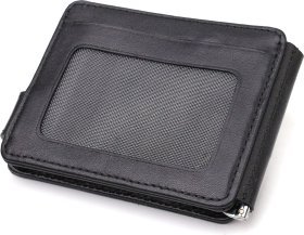 Чоловічий затискач для грошей з натуральної гладкої шкіри чорного кольору CANPELLINI (2421939)