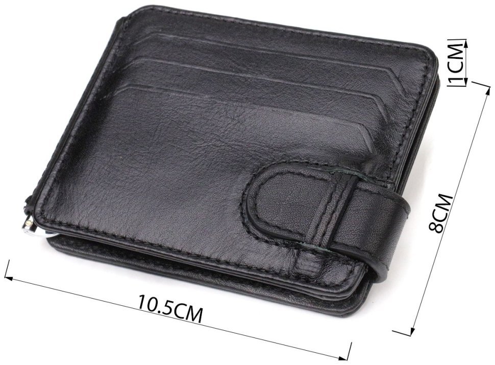 Мужской зажим для денег из натуральной гладкой кожи черного цвета CANPELLINI (2421939) modnotak фото №8