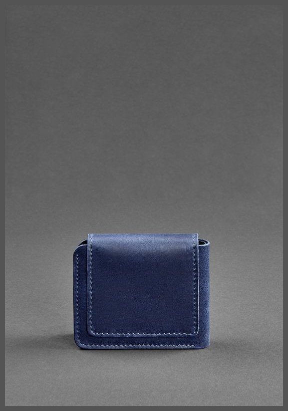 Темно-синее портмоне двойного сложения из винтажной кожи BlankNote (12517)