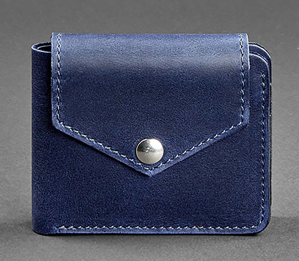 Темно-синее портмоне двойного сложения из винтажной кожи BlankNote (12517)