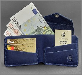 Темно-синє портмоне подвійного складання з вінтажній шкіри BlankNote (12517)