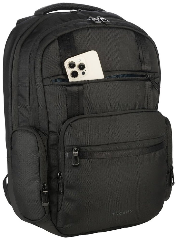 Вместительный рюкзак на повседнев из нейлона черного цвета с отделением для ноутбука до 17" Tucano Sole Gravity AGS 103503 modnotak фото №6