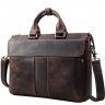 Винтажная мужская сумка-портфель для ноутбука 17 дюймов из кожи коричневого цвета Tiding Bag (15842) - 2
