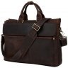 Вінтажна чоловіча сумка-портфель для ноутбука 17 дюймів зі шкіри коричневого кольору Tiding Bag (15842) - 3