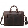 Вінтажна чоловіча сумка-портфель для ноутбука 17 дюймів зі шкіри коричневого кольору Tiding Bag (15842) - 4