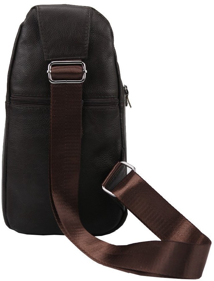 Чоловіча міні сумка-рюкзак через плече коричневого кольору з натуральної шкіри Tiding Bag (15917)