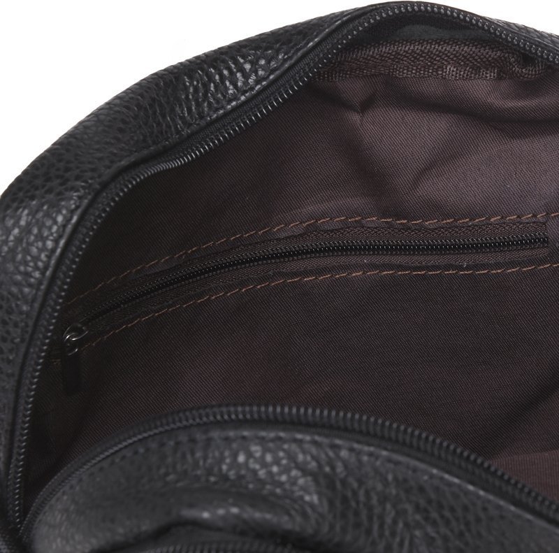 Практичная мужская кожаная сумка через плечо в черном цвете Borsa Leather (21904)