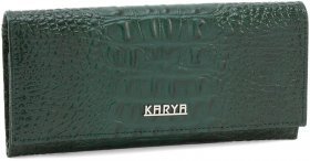 Якісний гаманець з натуральної шкіри темно-зеленого кольору KARYA (19014)