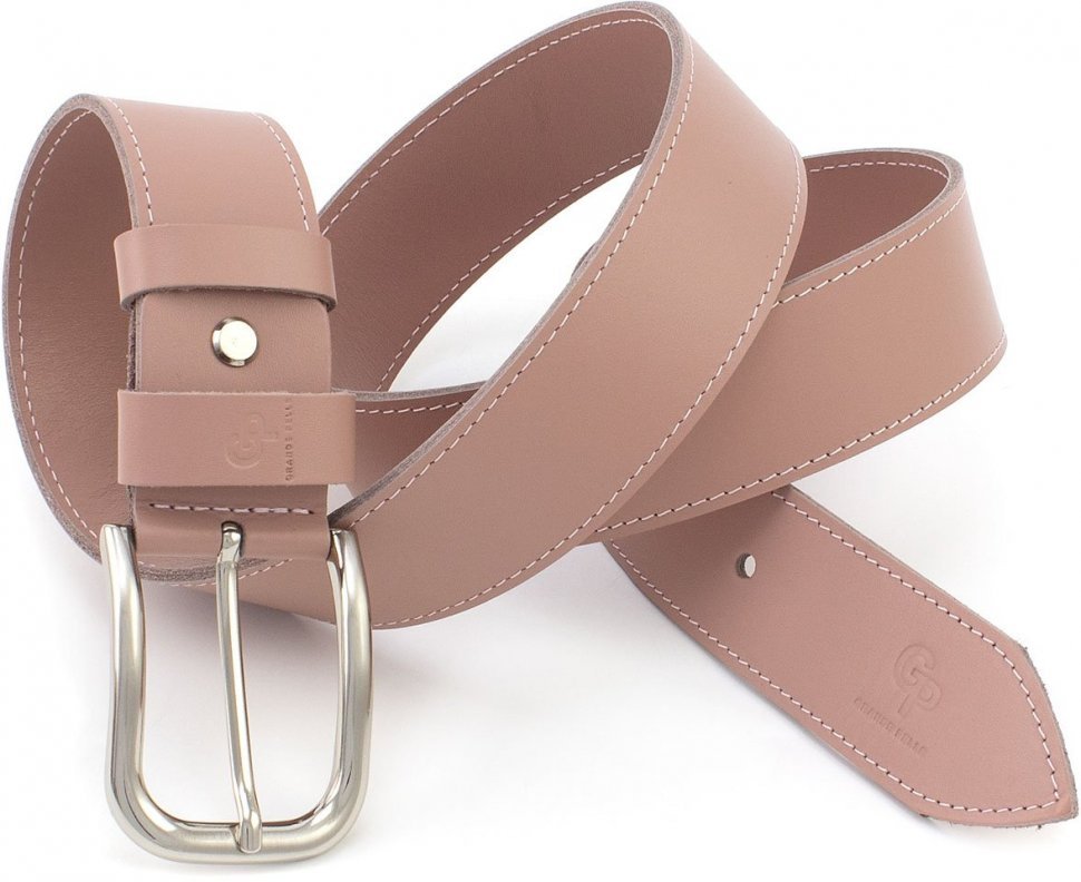 Рожевий широкий ремінь під джинси або штани з цільної шкіри високої якості Grande Pelle (43271)