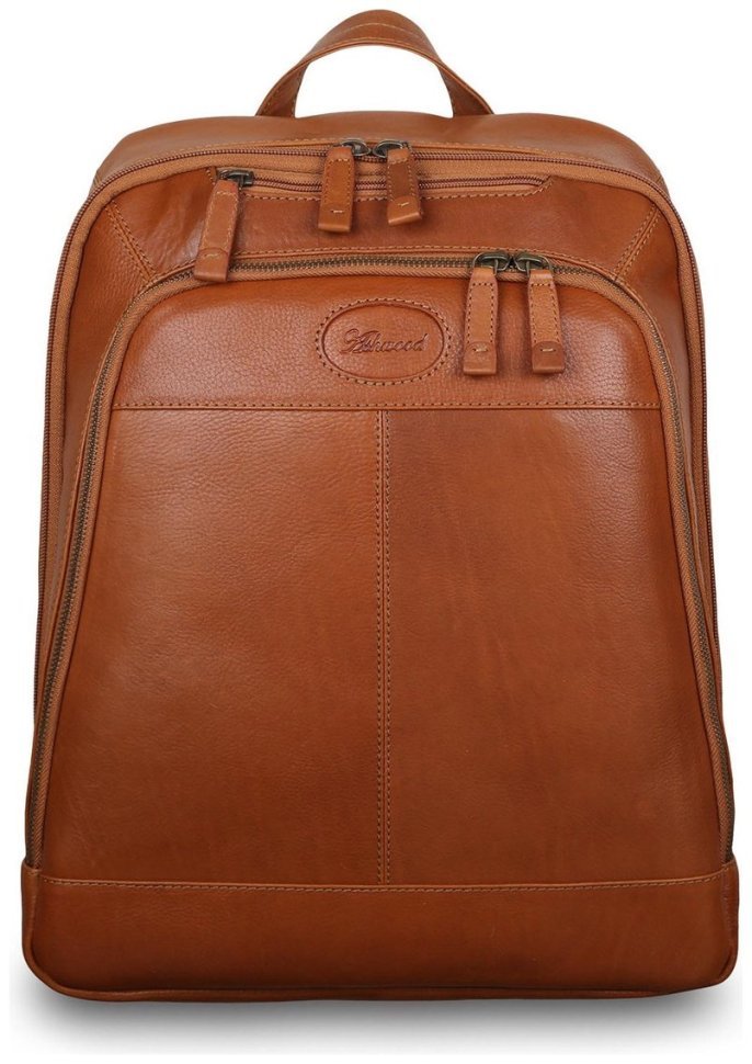 Мужской рюкзак из натуральной гладкой кожи с отделением для ноутбука до 15" Ashwood коричневого цвета 94103 modnotak фото №1