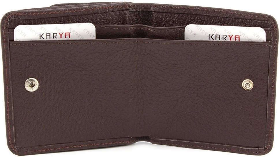Компактний гаманець з натуральної шкіри темно-коричневого кольору KARYA (1106-39)