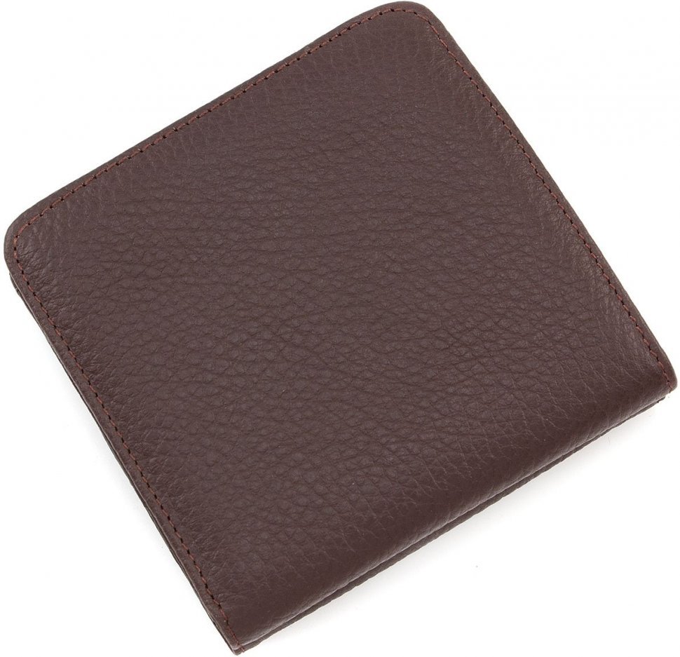 Компактный кошелек из натуральной кожи темно-коричневого цвета KARYA (1106-39)