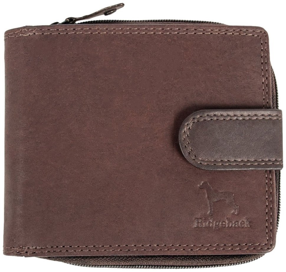 Горизонтальное мужское портмоне из гладкой кожи с монетницей Ridgeback JBNC43MN 94303 коричневого цвета modnotak фото №1