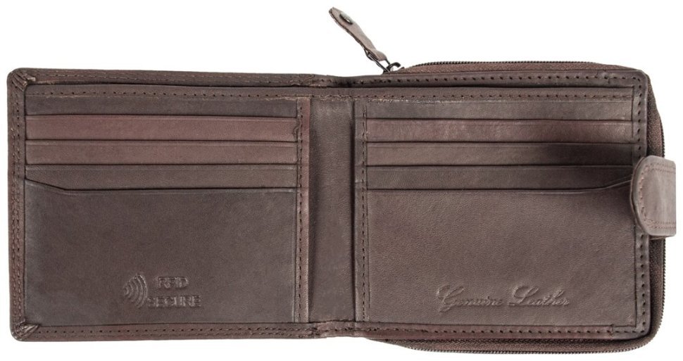 Горизонтальное мужское портмоне из гладкой кожи с монетницей Ridgeback JBNC43MN 94303 коричневого цвета modnotak фото №3