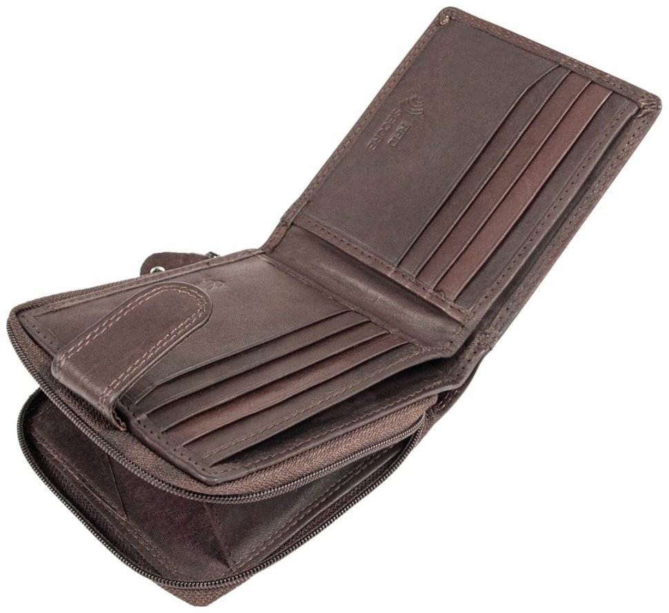 Горизонтальное мужское портмоне из гладкой кожи с монетницей Ridgeback JBNC43MN 94303 коричневого цвета modnotak фото №4