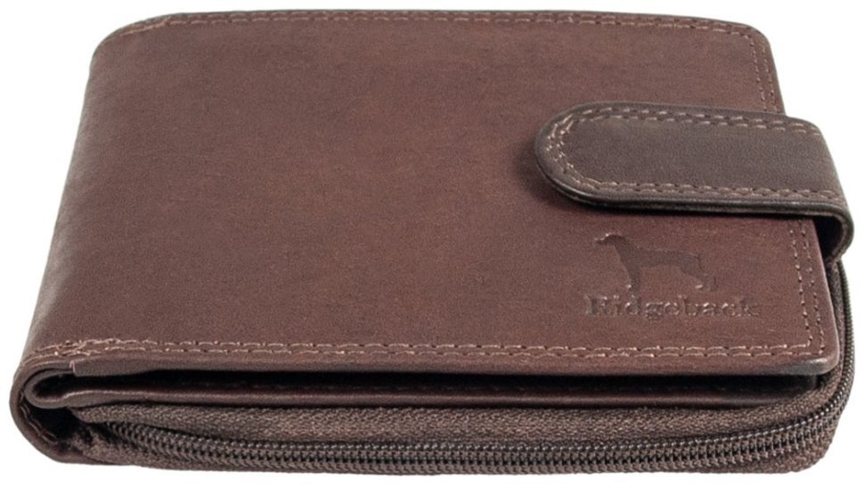 Горизонтальное мужское портмоне из гладкой кожи с монетницей Ridgeback JBNC43MN 94303 коричневого цвета modnotak фото №5