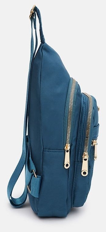 Текстильная сумка слинг для женщин с цветочным декором Monsen 104503 синего цвета modnotak фото №4