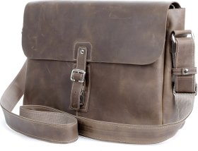 Вместительная мужская сумка-мессенджер из винтажной кожи коричневого цвета SHVIGEL (00980)