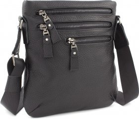 Невелика сумка з фактурної шкіри чорного кольору Leather Collection (11132)