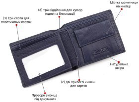 Портмоне чоловіче синього кольору без застібки BOSTON (18373)