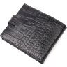 Черное горизонтальное мужское портмоне из фактурной кожи под крокодила KARYA (2421089) - 2