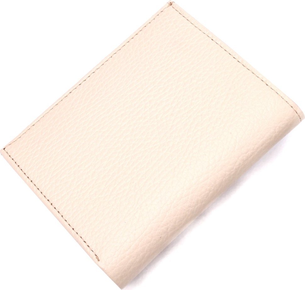 Компактний жіночий гаманець із натуральної шкіри молочного кольору на магнітах KARYA (2421189)