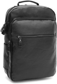 Великий чоловічий рюкзак зі шкірозамінника в чорному кольорі Monsen 64903