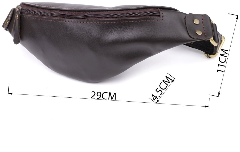 Мужская сумка бананка из гладкой натуральной кожи Shvigel 95103 коричневого цвета modnotak фото №3