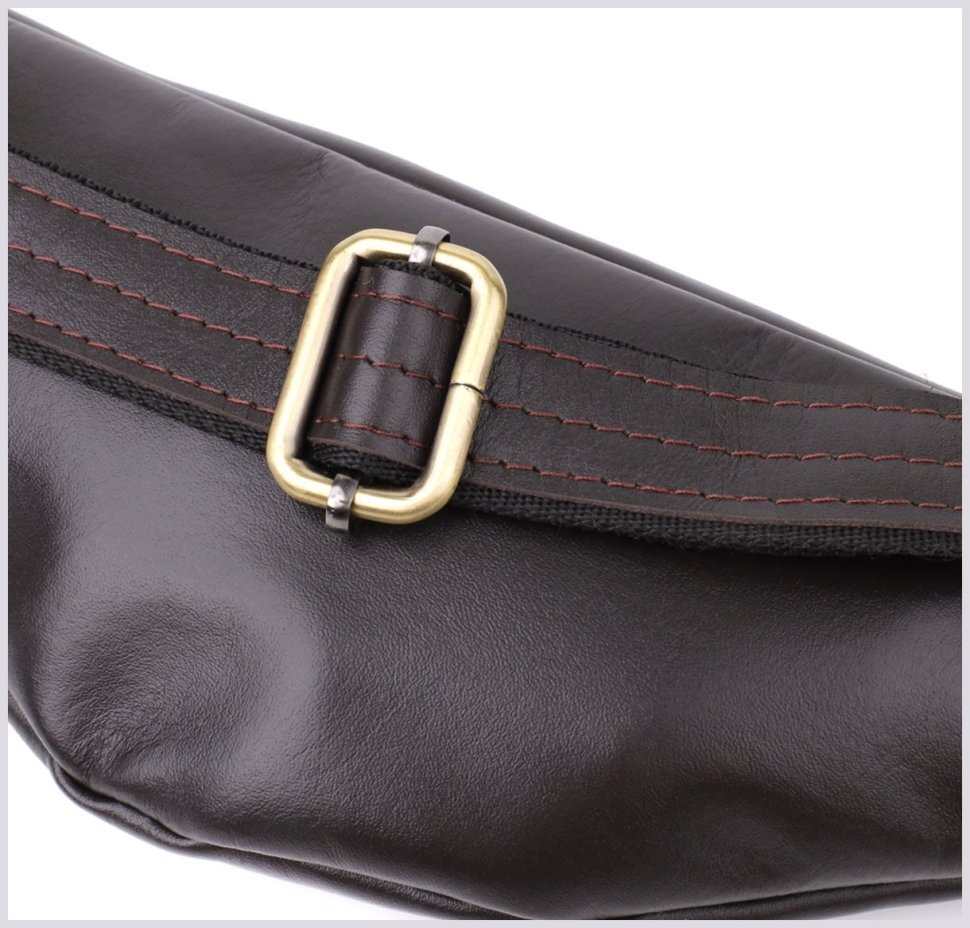 Мужская сумка бананка из гладкой натуральной кожи Shvigel 95103 коричневого цвета modnotak фото №5