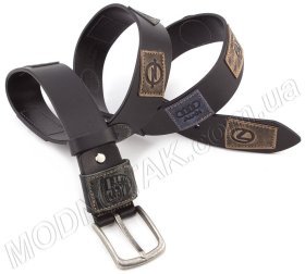 Стильный кожаный ремень с разноцветными вставками Grande Pelle (43003)