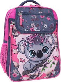Сірий шкільний рюкзак для дівчаток із текстилю з ортопедичною спинкою Bagland (55503)