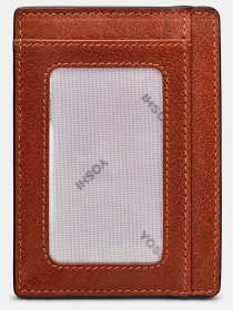 Кожаный кардхолдер с RFID-защитой и окошком для ID-документа Yoshi Y1212 коричневого цвета 95503