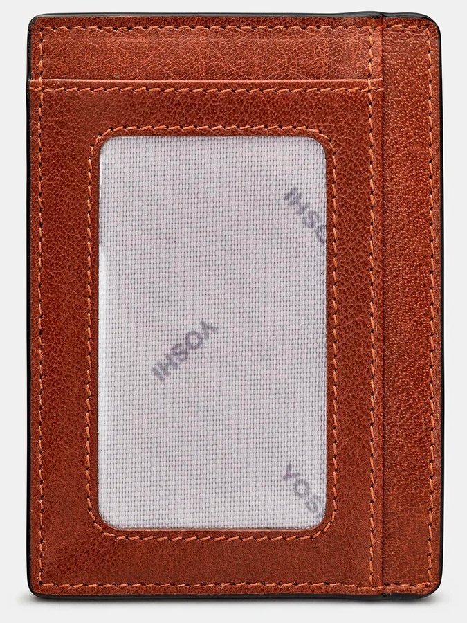 Кожаный кардхолдер с RFID-защитой и окошком для ID-документа Yoshi Y1212 коричневого цвета 95503 modnotak фото №2