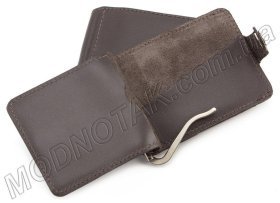 Коричневый зажим с монетницей и фиксацией на кнопку ST Leather (18574)