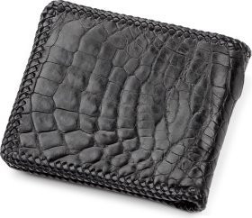 Чоловіче портмоне з натуральної шкіри крокодила чорного кольору CROCODILE LEATHER (024-18004)