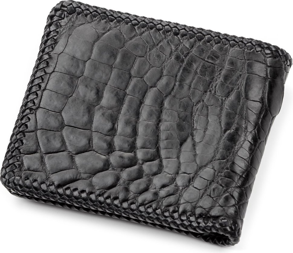 Мужское портмоне из натуральной кожи крокодила черного цвета CROCODILE LEATHER (024-18004)