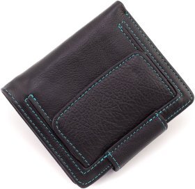 Чорний шкіряний гаманець з хлястиком на магніті ST Leather 1767303