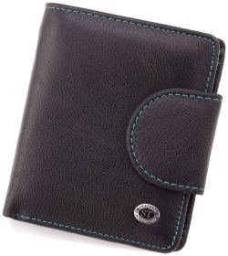 Черный кожаный кошелек с хлястиком на магните ST Leather 1767303