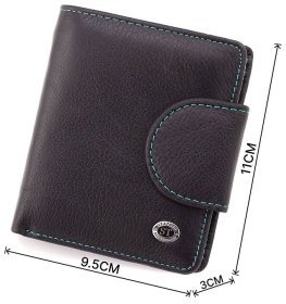 Чорний шкіряний гаманець з хлястиком на магніті ST Leather 1767303