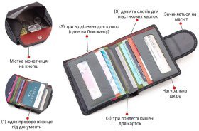 Чорний шкіряний гаманець з хлястиком на магніті ST Leather 1767303