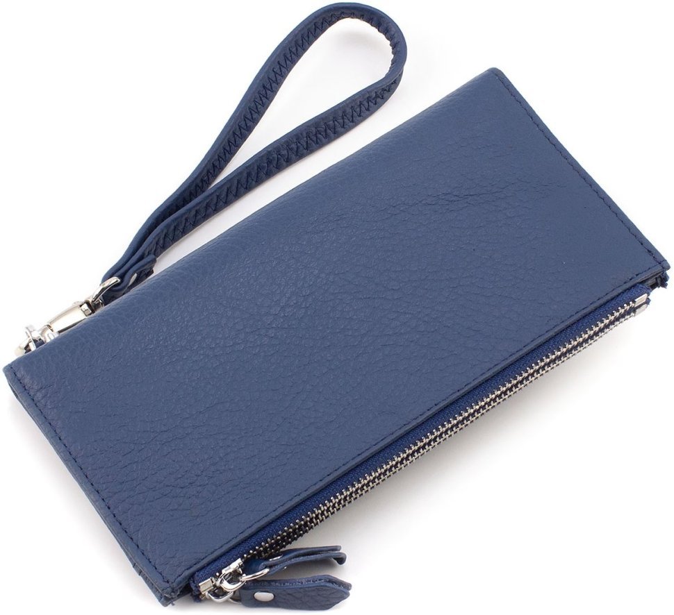 Синий женский кошелек из фактурной кожи на кнопках ST Leather 1767403