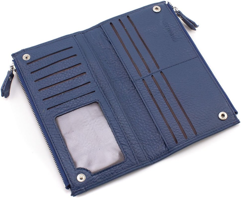 Синій жіночий гаманець із фактурної шкіри на кнопках ST Leather 1767403