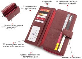 Большой бордовый кошелек из натуральной кожи ST Leather (16507)