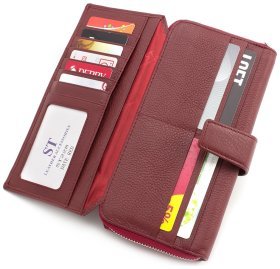 Большой бордовый кошелек из натуральной кожи ST Leather (16507)