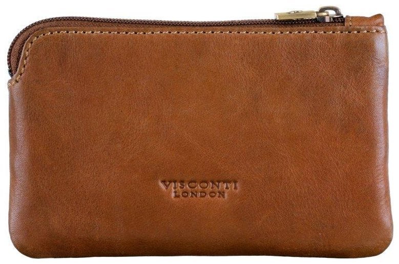 Якісна шкіряна ключниця коричневого кольору на блискавці Visconti Solon 77403