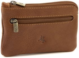 Качественная кожаная ключница коричневого цвета на молнии Visconti Solon 77403