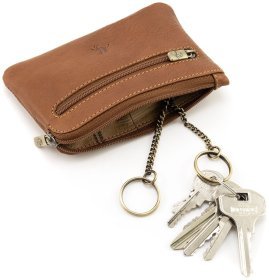 Качественная кожаная ключница коричневого цвета на молнии Visconti Solon 77403