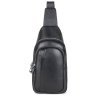 Мужская вместительная кожаная сумка-слинг черного цвета Tiding Bag 77503 - 6
